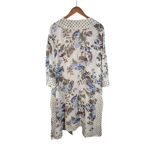 Romans Womens Plus Size 28W Ivory Kimono Duster Floral Extra Long‎ Boho - Picture 4 of 6